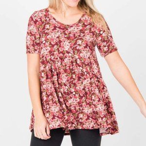 Agnes & Dora Muse Top Burgundy floral  XXS XS NWT